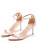 White Buckle Strap Shallow Stiletto Sandals