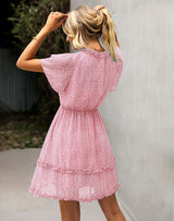 V-neck Chiffon Print Dress