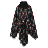 Cape Lapel Striped Colored Check Shawl