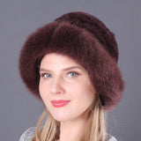 Warm Winter Fox Fur Rex Rabbit Fur Woven Hat