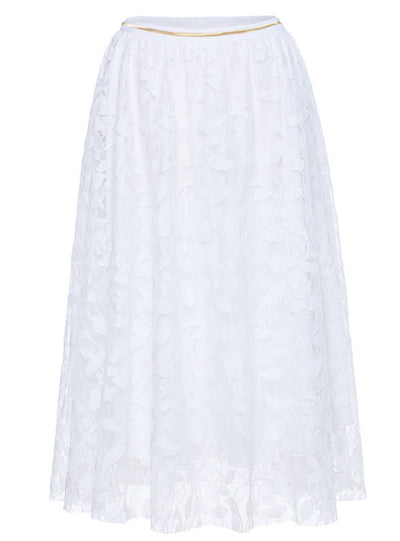 A-Line Lace Skirt Slim Elastic Waist 
