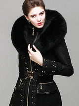 Real Fox Fur Luxury Down Coat Female Parka 