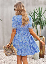 V-neck Floral Short-sleeved Dress