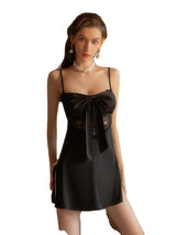 Sexy Ice Silk Tie Bow Home Nightgown