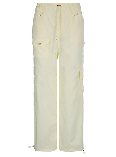 Multi-pocket Metal Low Waist Woven Pants