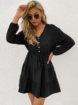 Decorative Button Pullover Casual Dress
