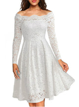 Floral Lace Dress Women Elegant Long Sleeve Dress