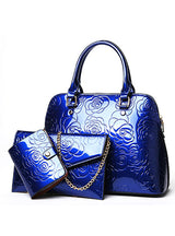 PU Leather Women Bags Floral Printing 3pcs