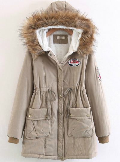 Wool Collar Hat Cotton-padded Jacket Cashmere 