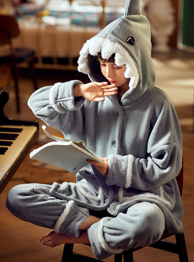 Coral Velvet Two-piece Suit Elephant Hooded