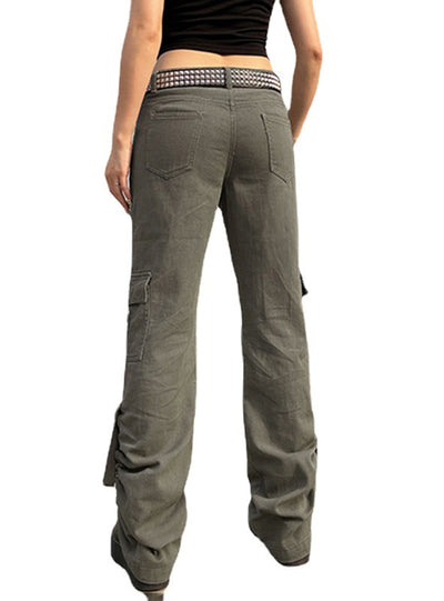 Irregular Pleated Multi-pocket Jeans