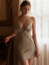 Sexy Ice Silk Sleeping Dress Satin Housewear