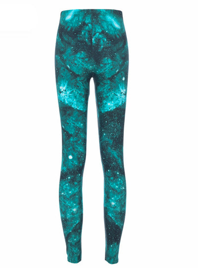 Sexy Women Green Starry Sky Leggings Printing Pants