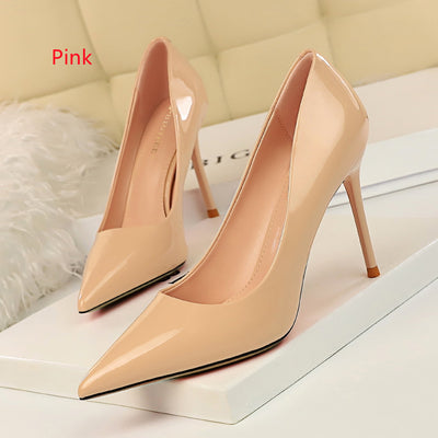Patent Sshallow Mouth Pointed Shoes