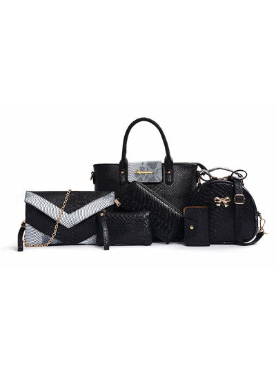 6 Piece Set Alligator Panelled Serpentine Python