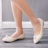 Shallow-bottomed Pointed Pearl Wedding Shoes