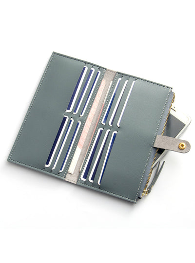 Women Wallet PU Leather Long Solid Zipper Wallet