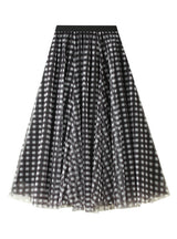 Retro Contrast Plaid Gauze Skirt