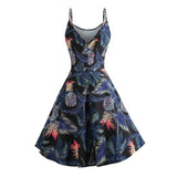 Straps Print Sleeveless Vintage Dress