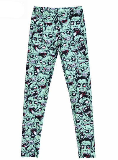 Fashion Leggings Sexy Green Zombie Printing 