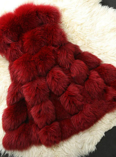 Faux Fox Warm Women Coat Vests Winter Furs 