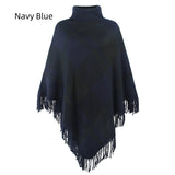 Collar Tassel Cape Shawl Plaid Loose Coat
