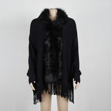 Fringed Cape Shawl Cape Cardigan Sweater