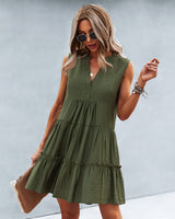 V-neck Sexy Solid Ccolor Dress
