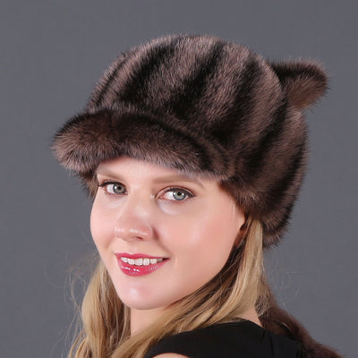 Winter Fur Women's Cat Ears Mink Hat