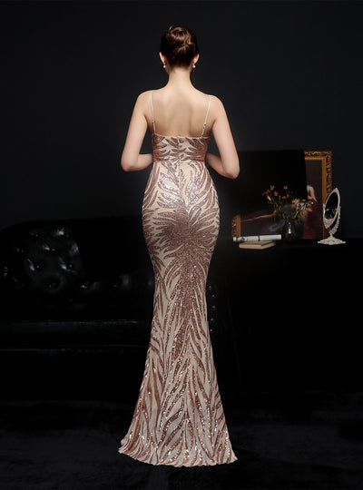 Mermaid Sequins Straps Party Dress