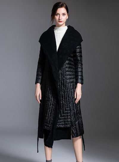 Thin Thin Slim Stitching Hooded Down Coat