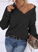 Solid Color Pullover Lantern Sleeve Sweater