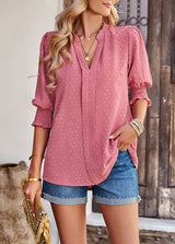 V-neck Five-point Sleeve Shirt