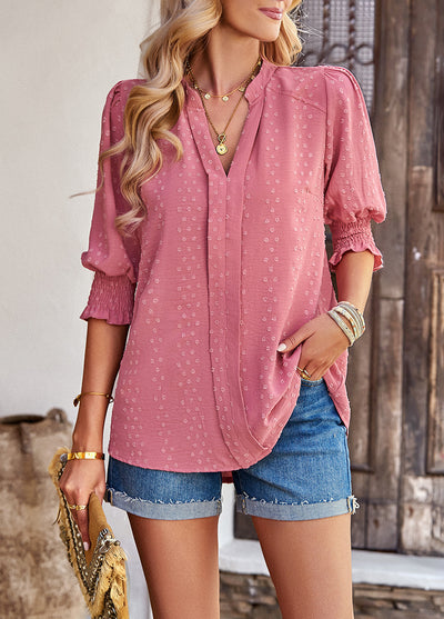 V-neck Five-point Sleeve Shirt