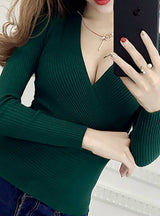 Sexy Winter Knitted Sweater V Neck Cashmere Sweater