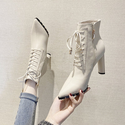 Pointed Lace Wears Temperament High Heels