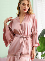 Ice Silk Lace Mosaic Bathrobe