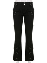 Metal Zipper Decorated High Waist Street Pants
