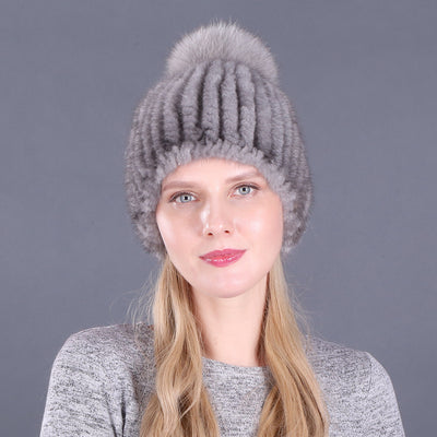Mink Wool Woven Thickened Warm Ear Mink Hat