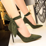 Cashmere Shallow Mouth Pointed Bow Shoes