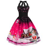 Women Halter Vintage Christmas Dress