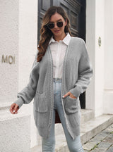 Twist Pocket Long Knitted Loose Cardigan Sweater