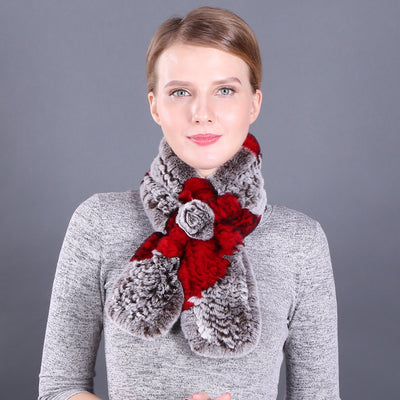 Women Warm Wool Rex Fur Scarf Neck Girl Winter