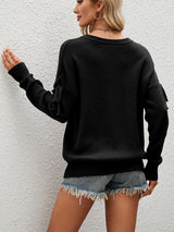 Women Lace Up Pullover sweater