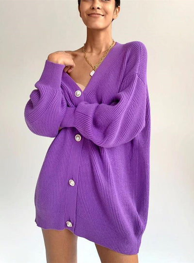 V Neck Knitted Sweater Cardigan Women