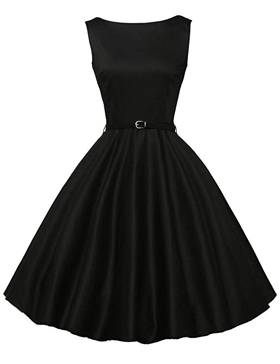 Fashion Black Short Sleevelss Vintage Tea Dress