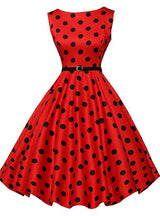 Women Sleeveless Polka Dot Vintage Dress