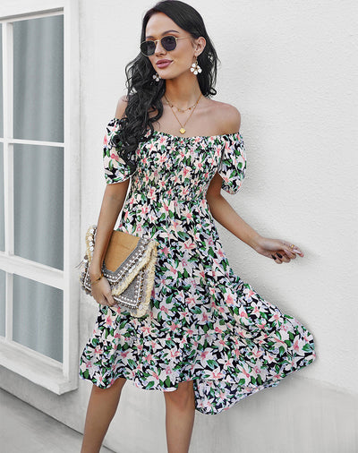 Bohemian Printed Short Sleeve Dress