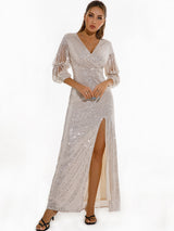 Retro Green Sequined Short Sleeve Dress