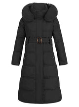 Thin Down Cotton-padded Fur Collar Contrast Coat Jacket